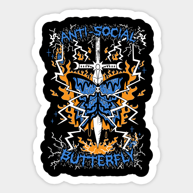 Anti-Social Butterfly (blue) Sticker by Angelbeast